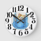 時計の子猫 ラウンド壁時計 (正面)