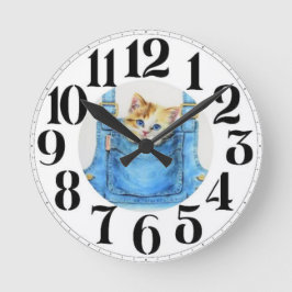 時計の子猫 ラウンド壁時計