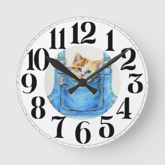 時計の子猫 ラウンド壁時計 (正面)