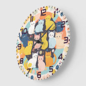 時計の子猫 ラージ壁時計 (傾斜)
