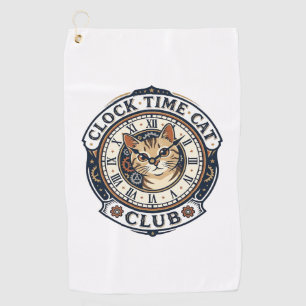 時計の時間ネコねこグラフィックTシャツアート - 時計の時間ネコ ゴルフタオル