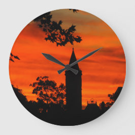 時計の歴史の夕日が時間通りに立つ ラージ壁時計