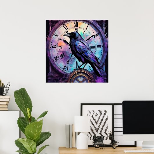 時計の水の色にレイベン ポスター (ホームオフィス)