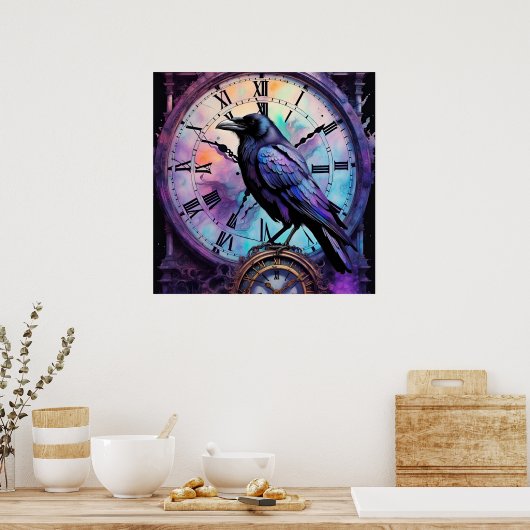 時計の水の色にレイベン ポスター (キッチン)