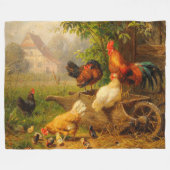 時計の目のカールJutz 1916ファーミヤード フリースブランケット (正面(横))