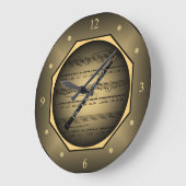 時計の角～オーボエ～楽譜ユニーク～ ラージ壁時計 (傾斜)