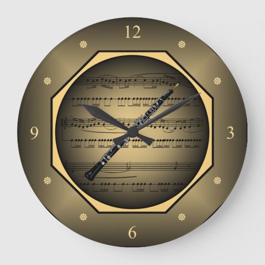 時計の角～オーボエ～楽譜ユニーク～ ラージ壁時計 (正面)