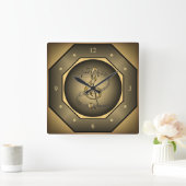 時計の角~ミュージカルスクロール~ Gクレフ、 音符記号~八角形~ スクエア壁時計 (ホーム)