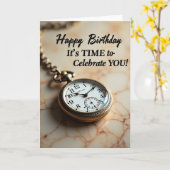 時計の誕生日カード カード (黄色い花)