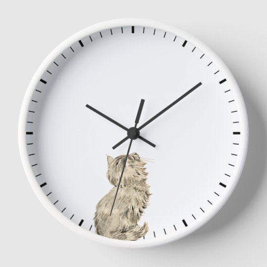 時計の針を見ているかわいい猫たち – かわいいペットのユーモア 壁時計 (正面)