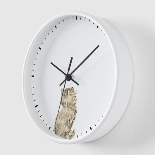 時計の針を見ているかわいい猫たち – かわいいペットのユーモア 壁時計 (傾斜)