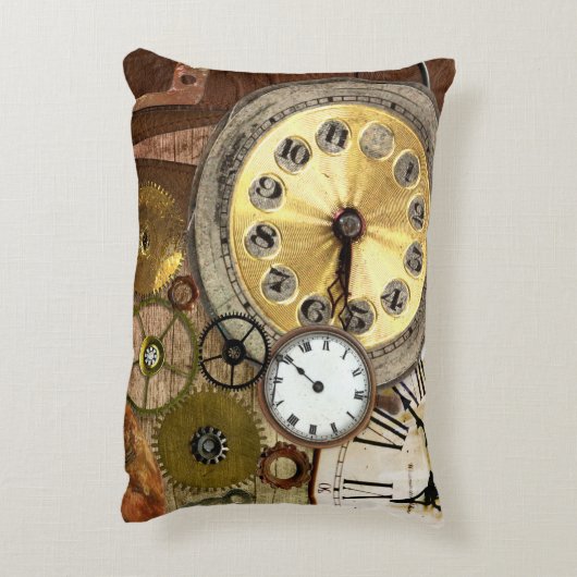 時計の錆ついた古いSteampunkの芸術 アクセントクッション (裏面(縦))