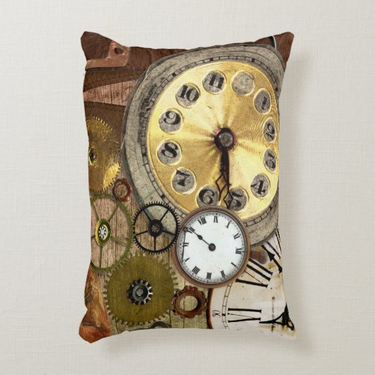 時計の錆ついた古いSteampunkの芸術 アクセントクッション (正面(垂直))
