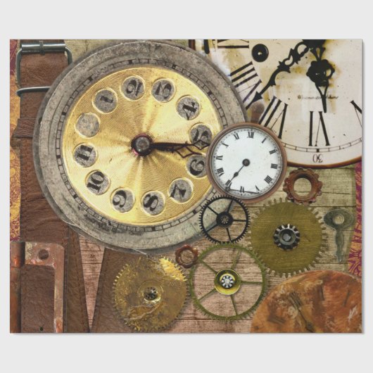 時計の錆ついた古いSteampunkの芸術 ラッピングペーパー (フラット)