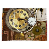 時計の錆ついた古いSteampunkの芸術 ラージペーパーバッグ (正面)