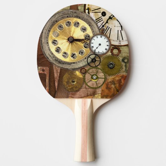 時計の錆ついた古いSteampunkの芸術 卓球ラケット (正面)