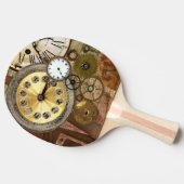 時計の錆ついた古いSteampunkの芸術 卓球ラケット (横)