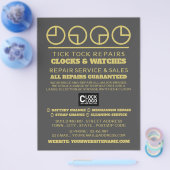 時計の顔のアイコン広告、時計学者 チラシ (シングル)