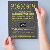 時計の顔のアイコン広告、時計学者 チラシ (手)