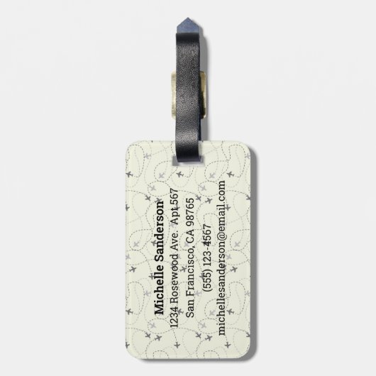 時計の飛行機の荷物タグではなくコンパスで生活する ラゲッジタグ (裏面縦)