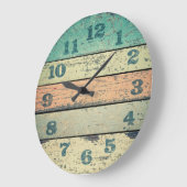 時計みすぼらしいビーチボード素朴装飾木材 ラージ壁時計 (傾斜)