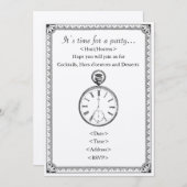 時計をテーマにしたパーティー 招待状 (正面/裏面)