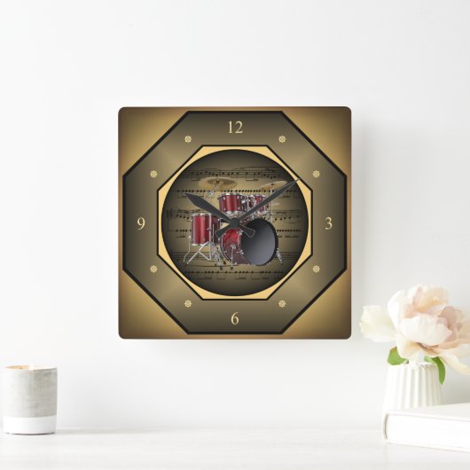 時計を刻む〜をドラムにセットする〜をシート音楽〜をタスカにする スクエア壁時計 (ホーム)
