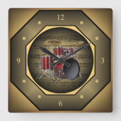 時計を刻む〜をドラムにセットする〜をシート音楽〜をタスカにする スクエア壁時計 (正面)