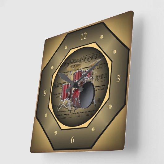 時計を刻む〜をドラムにセットする〜をシート音楽〜をタスカにする スクエア壁時計 (傾斜)