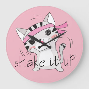 時計を動かしているかわいい猫たち ラージ壁時計