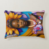 時計を持つゴージャスなアフリカ人女性 アクセントクッション (正面)