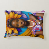 時計を持つゴージャスなアフリカ人女性 アクセントクッション (裏面)