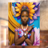 時計を持つゴージャスなアフリカ人女性 ウィンドウサイン (シート2)