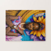 時計を持つゴージャスなアフリカ人女性 ジグソーパズル (横)