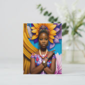 時計を持つゴージャスなアフリカ人女性 ポストカード (スタンド正面)