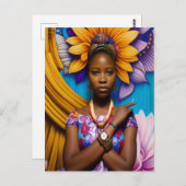 時計を持つゴージャスなアフリカ人女性 ポストカード (正面/裏面)