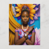 時計を持つゴージャスなアフリカ人女性 ポストカード (正面)