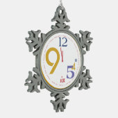 時計ストライク12 - スノーフレークピューターオーナメント (左)