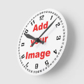 時計テンプレート – 数字と秒 – 画像の追加 ラウンド壁時計 (傾斜)
