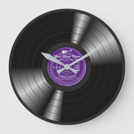 時計パーソナライズされたのまわりにのLPをロック ラージ壁時計 (正面)