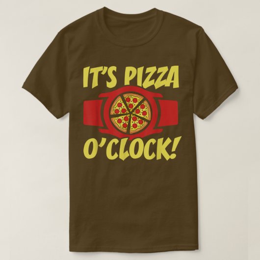 時計ピザのピザの食べ食べイタリアン物ピザ Tシャツ (デザイン正面)