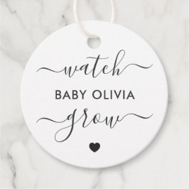 時計ベビーの成長、植物の贈り物のラベル、メッセージカード フェイバータグ