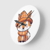 時計ベビー狐 ラウンド壁時計 (傾斜)