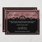 時計仕掛けのシルエット、結婚式の招待状 招待状 (正面/裏面)