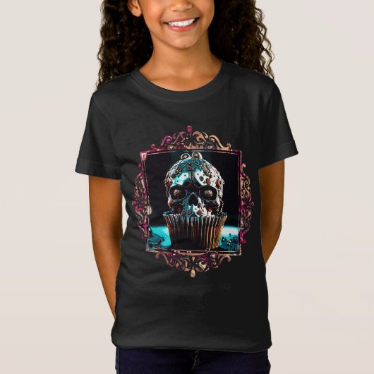 時計仕掛けスカルカップケーキ Tシャツ (正面)