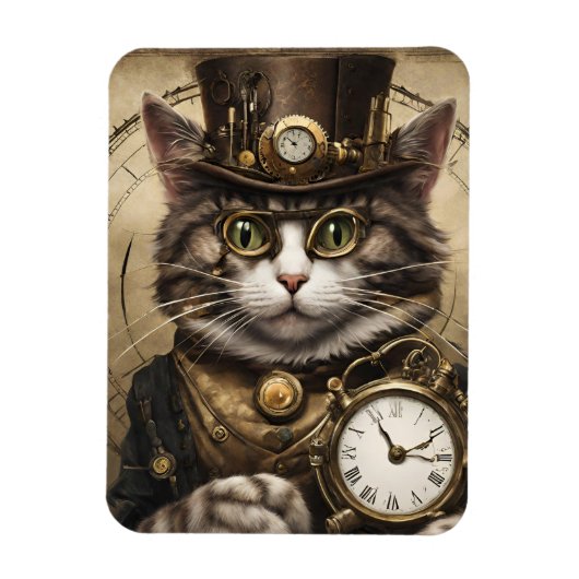 時計仕掛け猫 マグネット (縦)