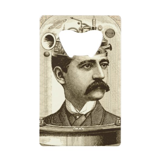 時計仕掛け脳スチームパンクヴィンテージ クレジットカード栓抜き (正面)