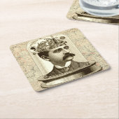 時計仕掛け脳スチームパンクヴィンテージ スクエアペーパーコースター (アングル)