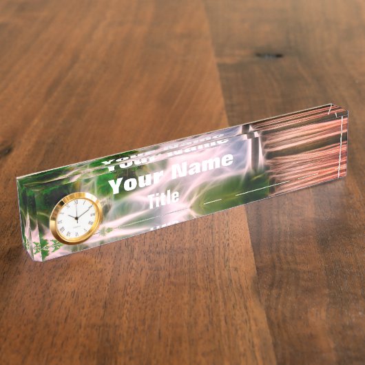 時計付き木製ブリッジ机用ネームプレート デスクネームプレート (側面)