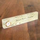 時計付白大理石机用ネームプレート デスクネームプレート (側面)